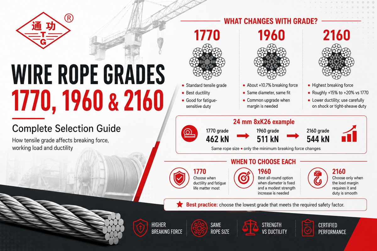 Wire rope grades explained: 1770, 1960 and 2160 N/mm2