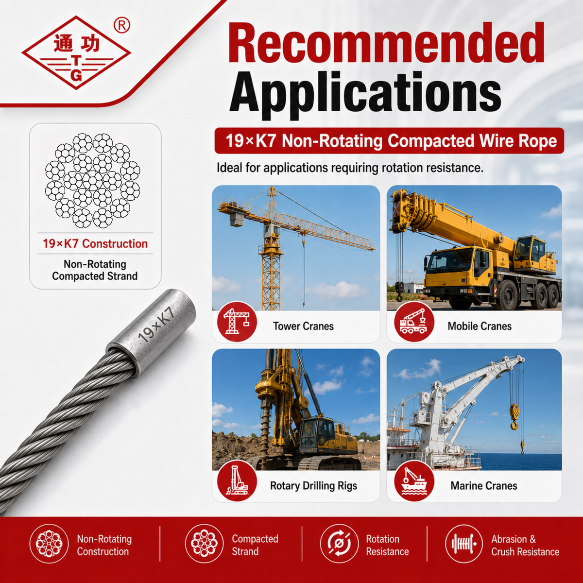 19×K7 Non-Rotating Compacted Wire Rope