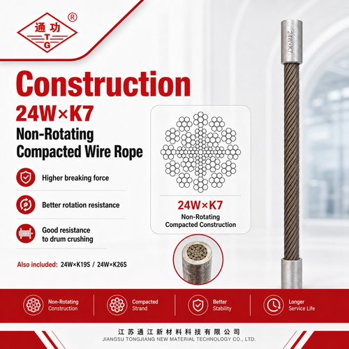 24W×K7 Non-Rotating Compacted Wire Rope