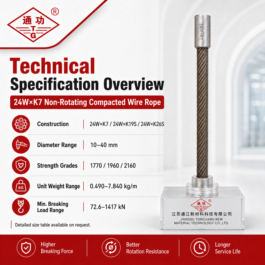 24W×K7 Non-Rotating Compacted Wire Rope