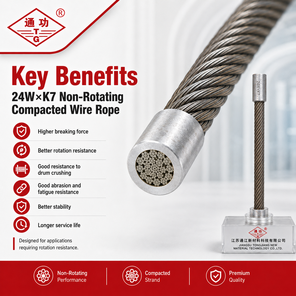 24W×K7 Non-Rotating Compacted Wire Rope