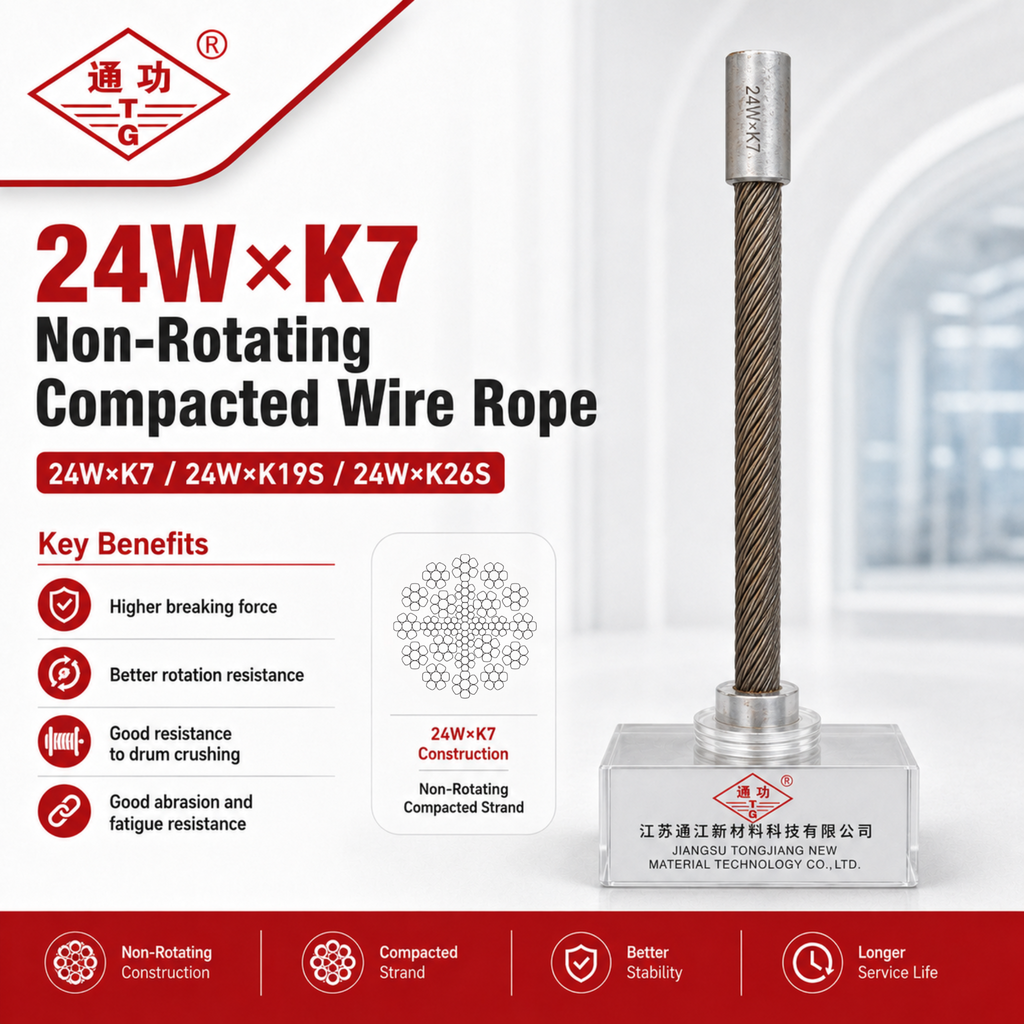24W×K7 Non-Rotating Compacted Wire Rope