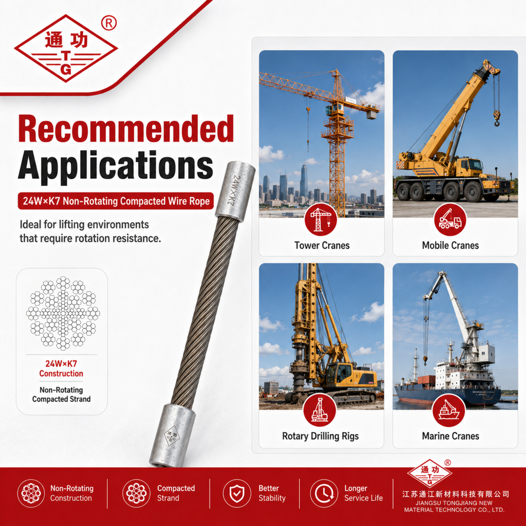 24W×K7 Non-Rotating Compacted Wire Rope