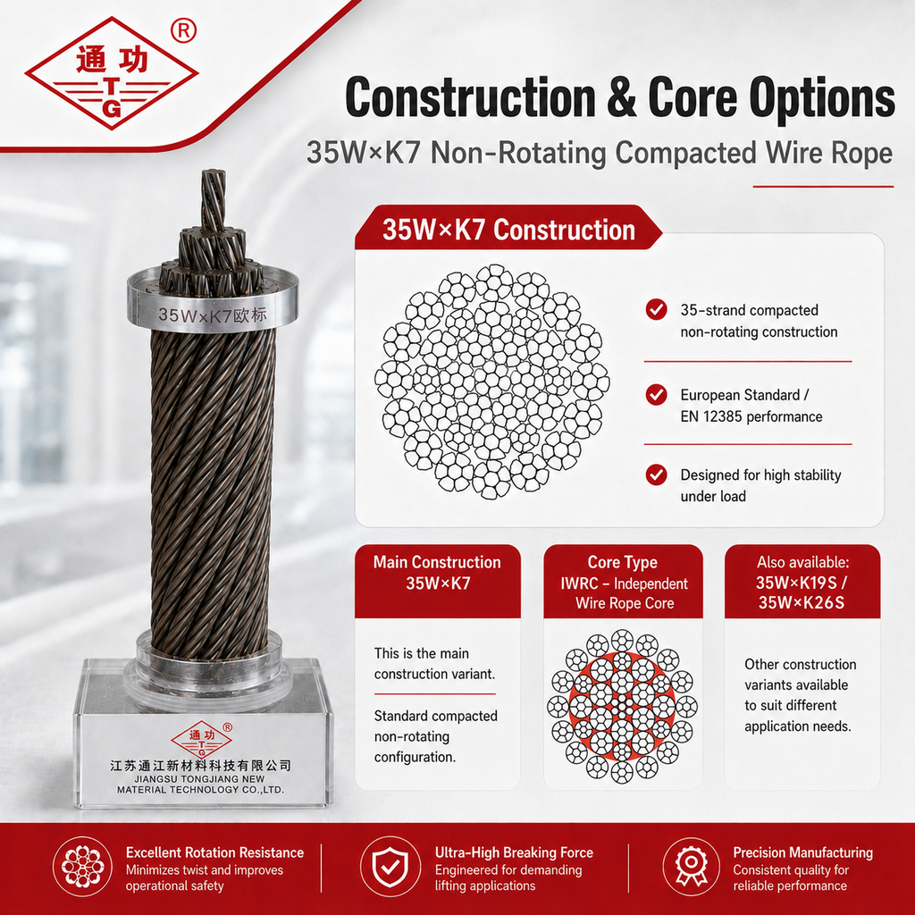 35W×K7 Non-Rotating Compacted Wire Rope | European Standard