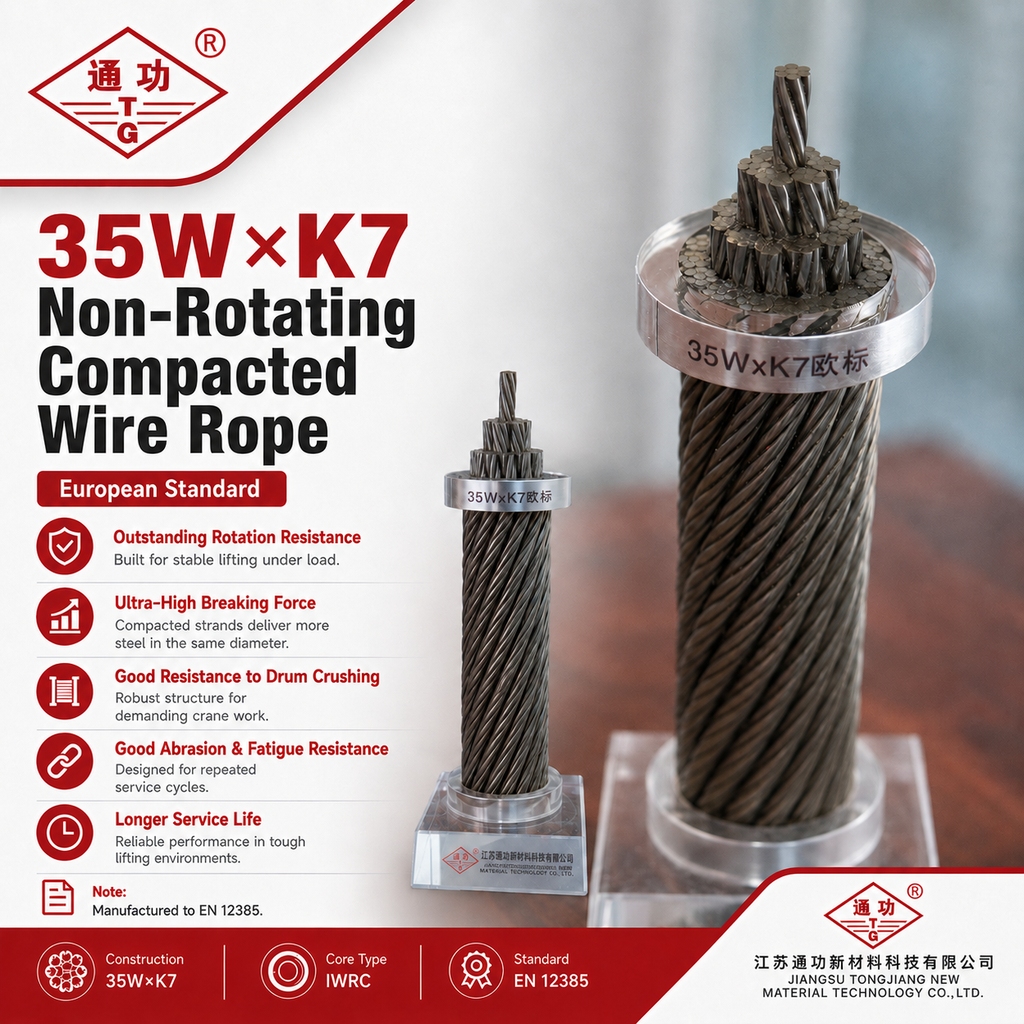 35W×K7 Non-Rotating Compacted Wire Rope | European Standard