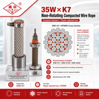 35W×K7 Non-Rotating Compacted Wire Rope | European Standard & Plastic-Injected Core