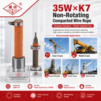 35W×K7 Non-Rotating Compacted Wire Rope | European Standard & Plastic-Injected Core
