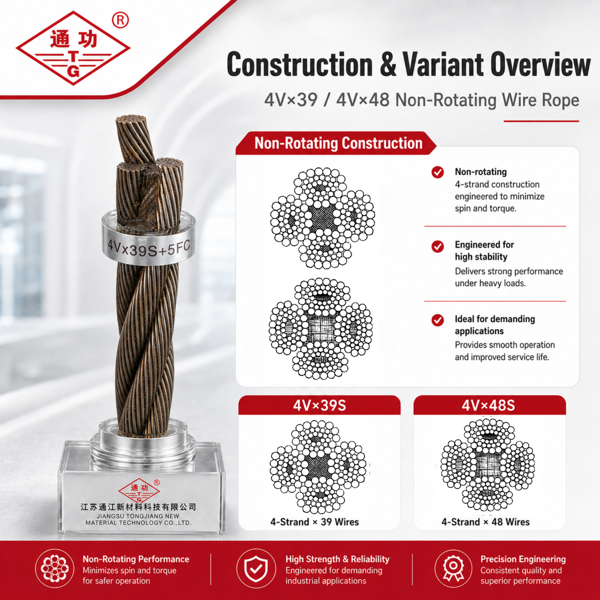4V×39 Non-Rotating Wire Rope