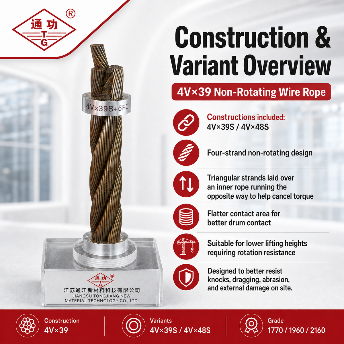 4V×39 Non-Rotating Wire Rope
