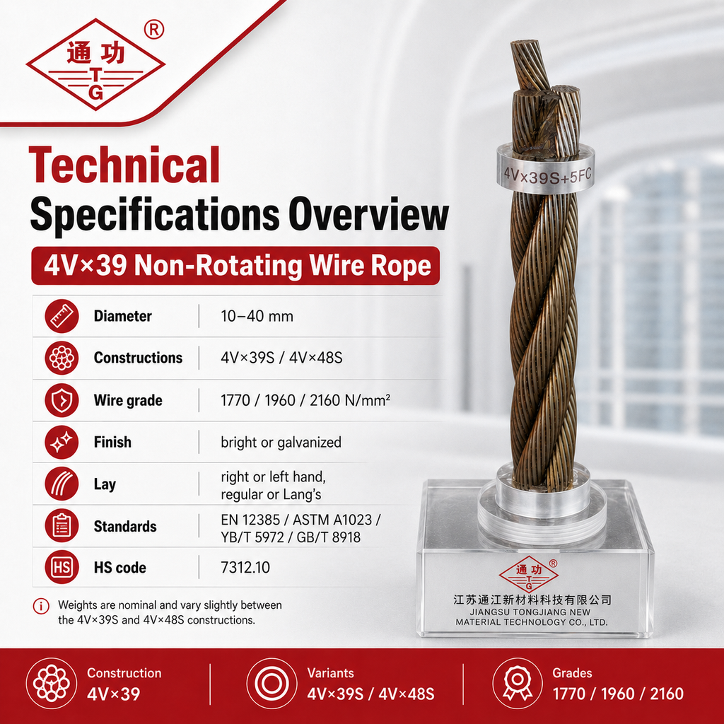 4V×39 Non-Rotating Wire Rope