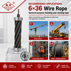 6×36 Wire Rope – Fiber Core / Steel Core (IWRC)