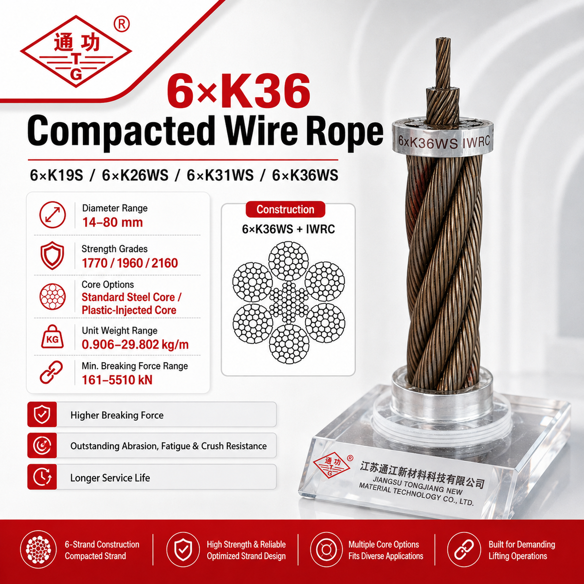 6×K36 Compacted Wire Rope