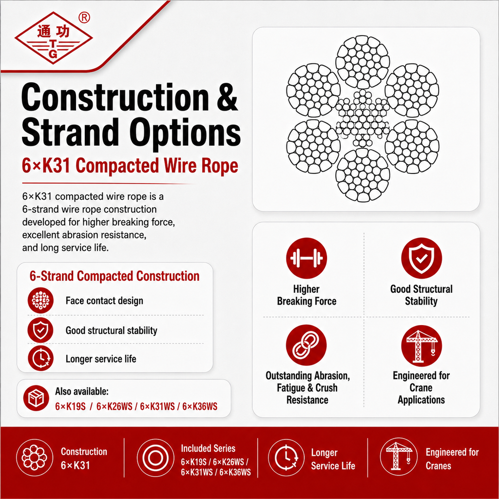 6×K31 Compacted Wire Rope