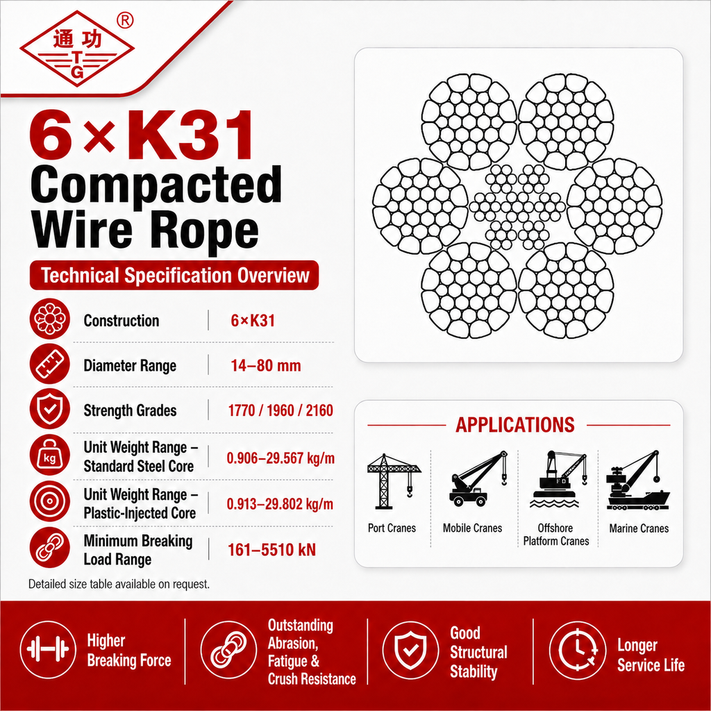 6×K31 Compacted Wire Rope