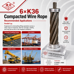 6×K36 Compacted Wire Rope | Parallel Lay