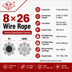 8×26 Wire Rope – Fiber Core / Steel Core (IWRC)