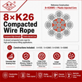 8×K26 Compacted Wire Rope | European High-Strength & Plastic-Injected Core