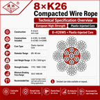 8×K26 Compacted Wire Rope | European High-Strength & Plastic-Injected Core