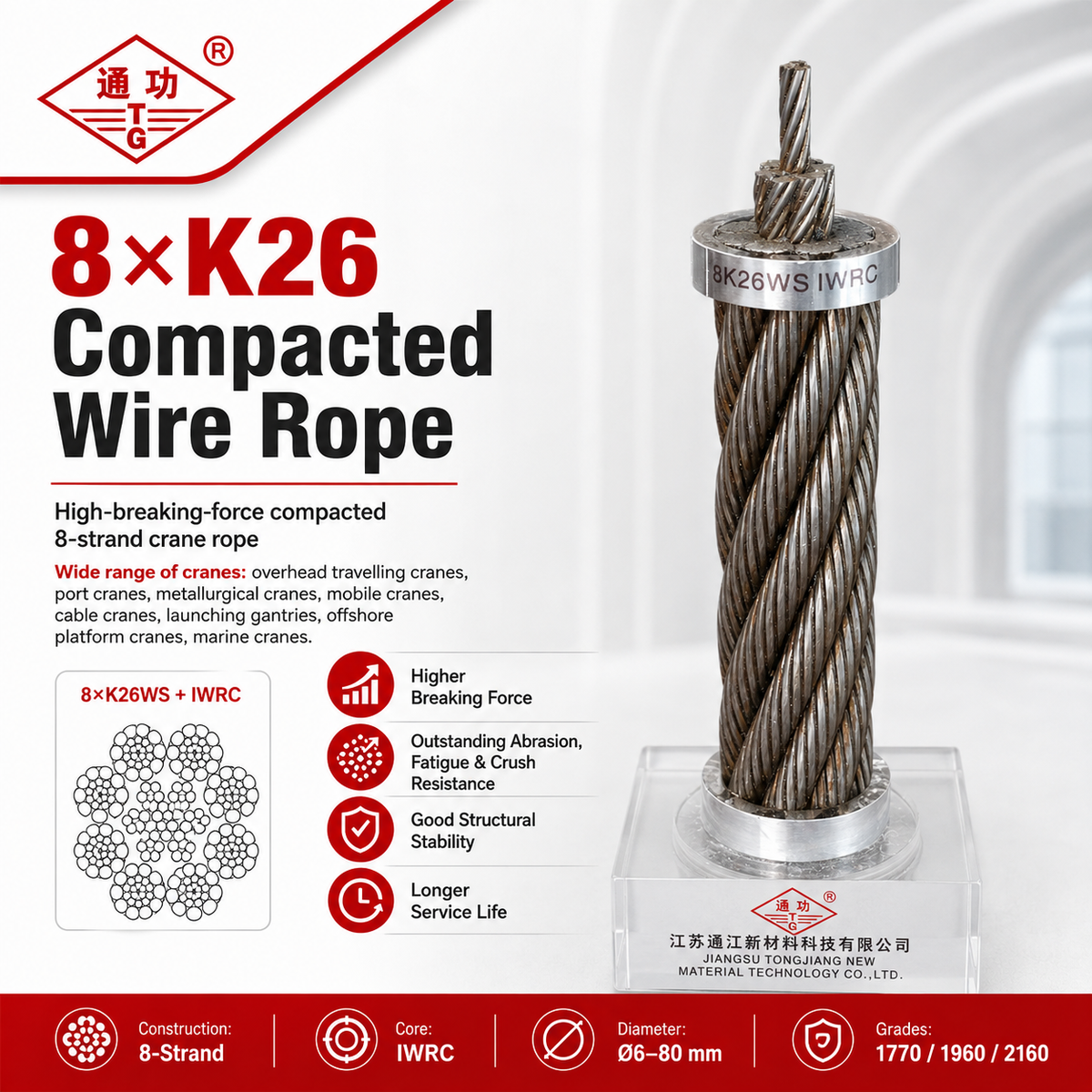 8×K26 Compacted Wire Rope