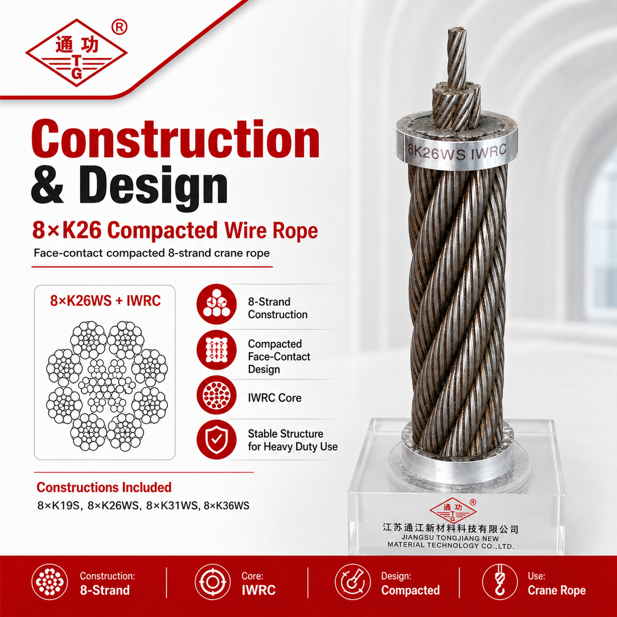 8×K26 Compacted Wire Rope