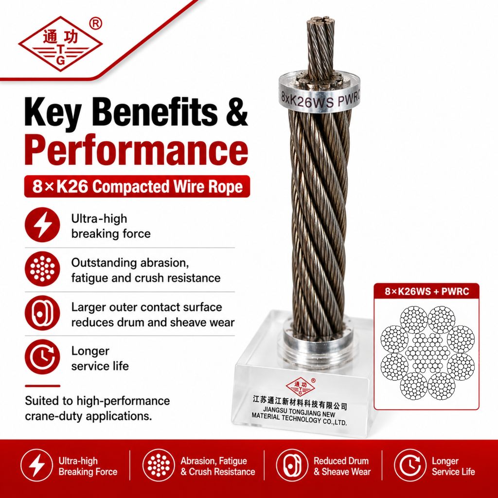 8×K26 Compacted Wire Rope | Parallel Lay