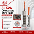 8×K26 Compacted Wire Rope | Plastic-Injected Core