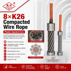 8×K26 Compacted Wire Rope | Plastic-Injected Core