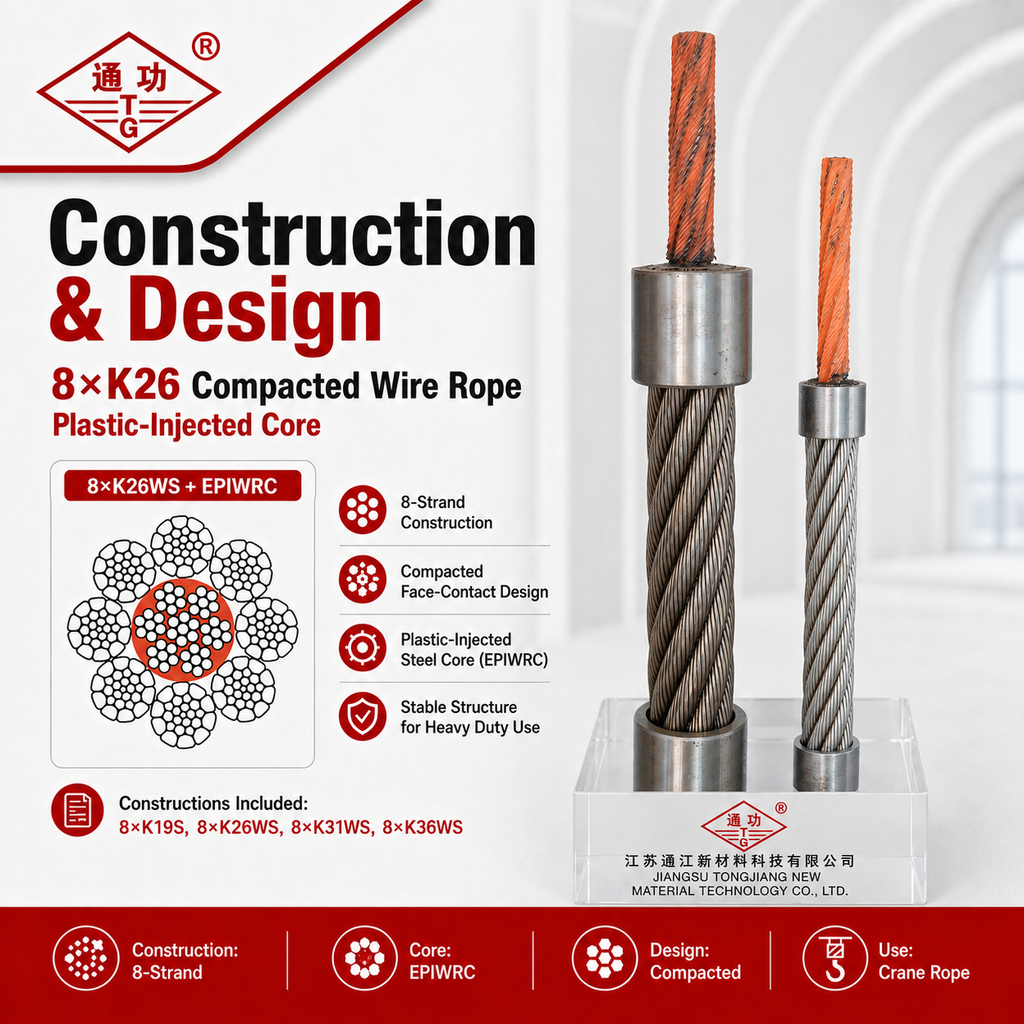 8×K26 Compacted Wire Rope | Plastic-Injected Core