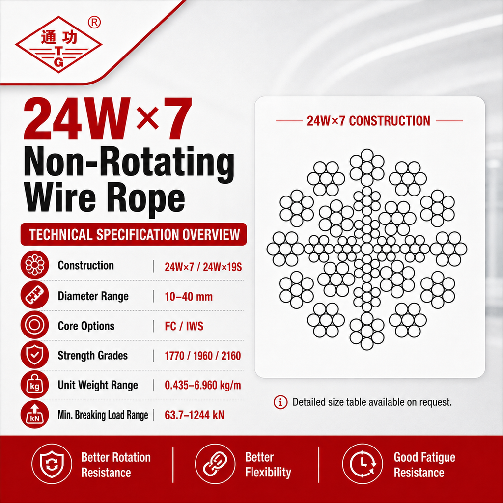 24W×7 Non-Rotating Wire Rope